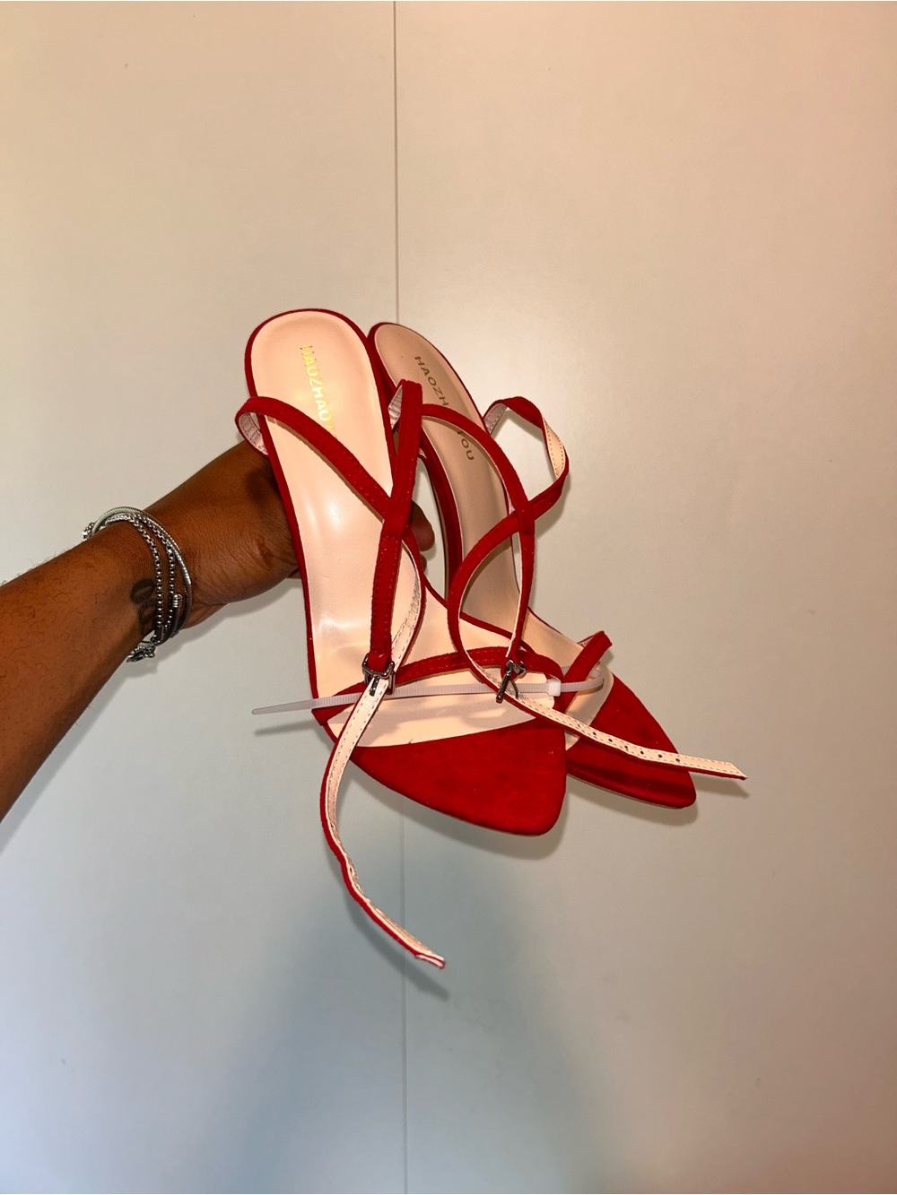 Red Strappy High Heel Sandals